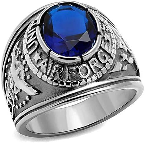 ISADY - US Air Force Saphir - Men's Ring - stainless steel - Cubic Zirconia Blue