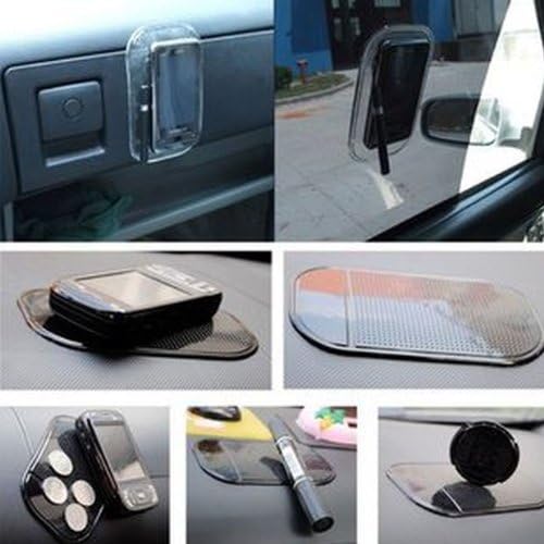 Pack of 10 In Car Holder Non Slip Sticky Pad Gadget Mat For Mobile Phone Samsung Smart Phone iPhone SatNav etc (Black/Clear) by TrisunUK
