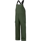 BASSDASH Men’s Waterproof Fishing Bibs Stain Resistant Rain Pants Adjustable Lightweight Pu-Coated Workwear Overalls