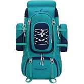 Bseash 70L (65+5) Waterproof Hiking Camping Backpack with Rain Cover, Outdoor Sport Travel Daypack for Climbing Touring (Blue Green)