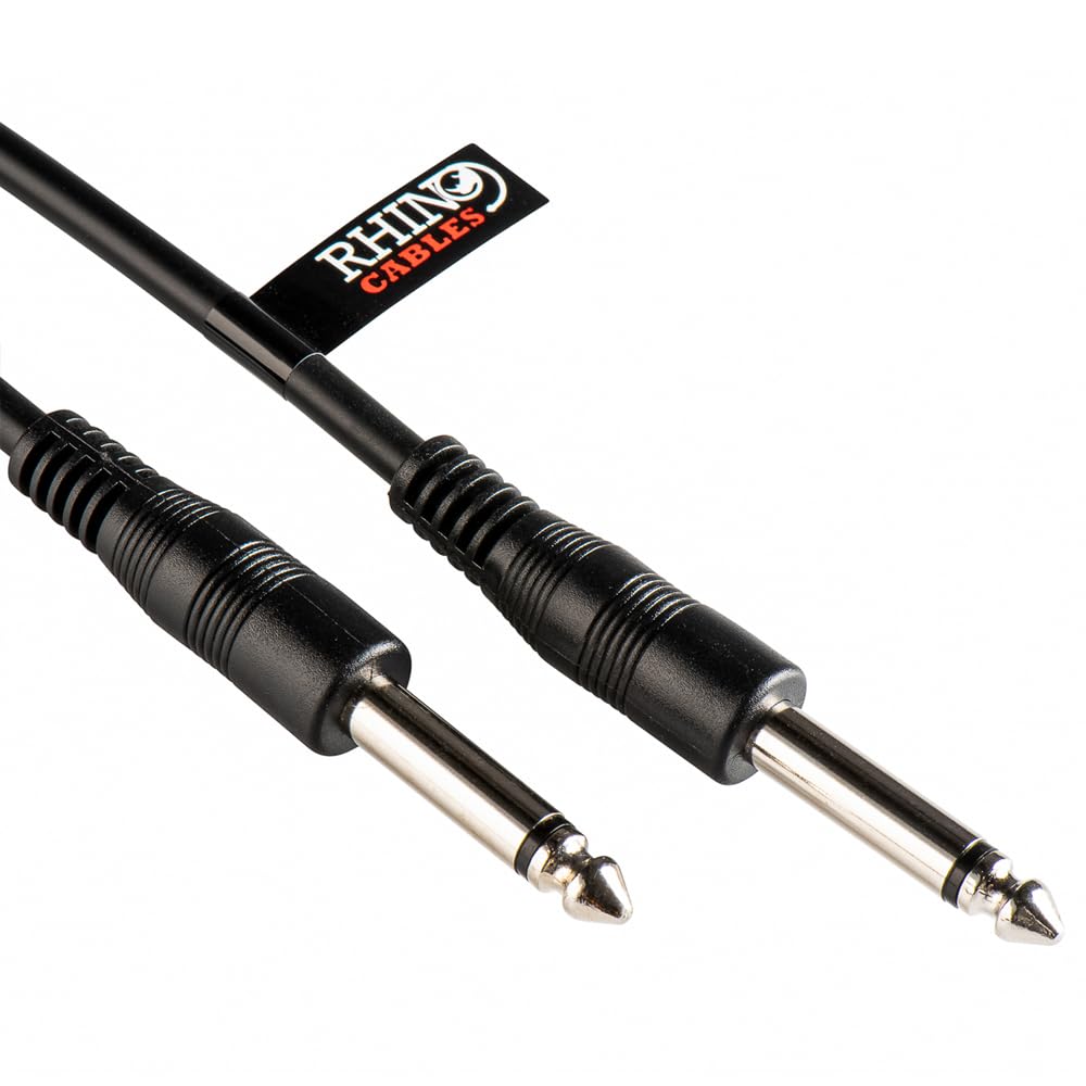 rhinocables 6.35mm Mono & TRS Jack Stereo Cable|Male to Male Connectors | Multi Instrument Compatibility for Guitar, Bass, Keyboard, Amp & Mixing | Premium Sound Quality Performance (20m)