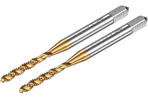 M METERXITY 2-Pack 4-40 UNC Spiral Flute Thread Tap, HSS Titanium Coated Right Hand Threading Tap Screw for Drilling/Milling 