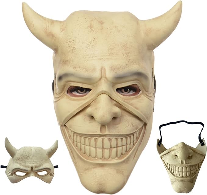 sanjianke-fs 3Pcs The Black Phone Mask Scary Mask The Grabber Cosplay Horror Movie Masks for Men Halloween Masquerade Fancy Prop