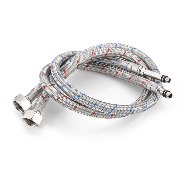 Home Range 900mm 2 Pipes M8 x 1/2" |4 Lengths| Flexible Pipe Tap Connector Stainless Steel, Hose Kitchen/Basin Isolator Valve WRAS Approved Braided Pipe for Bathroom Rust-Free Corrosion Resistant