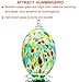 REZIPO Hummingbird Feeder with Perch - Hand Blown Glass - Green - 40 Fluid Ounces Hummingbird Nectar Capacity Include Hanging Wires and Moat Hook