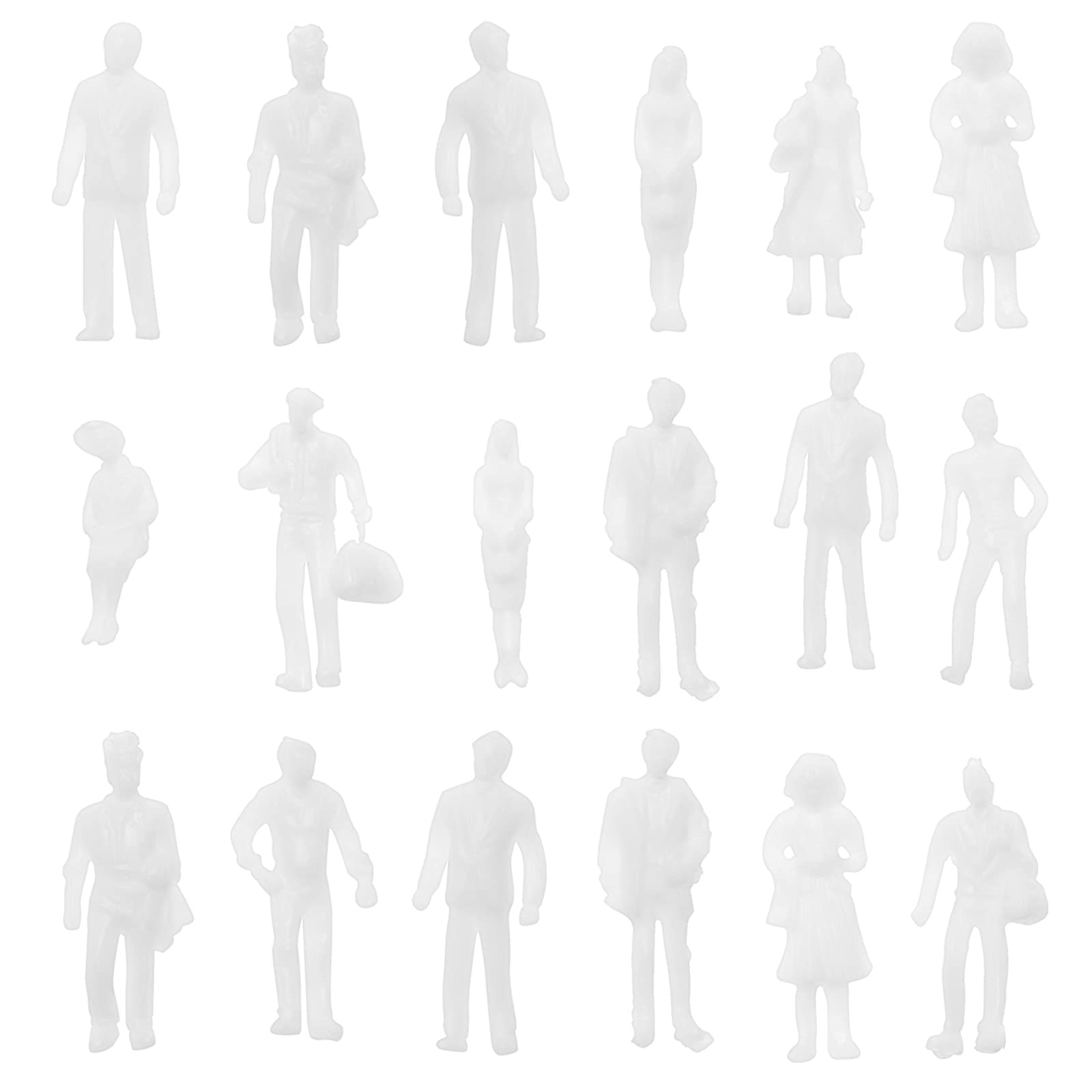 OTOTEC 100Pcs 1:300 White People Unpainted Figures Exquisite Miniature Character Models Decorative Accessories for DIY Making Mini Dollhouse Building