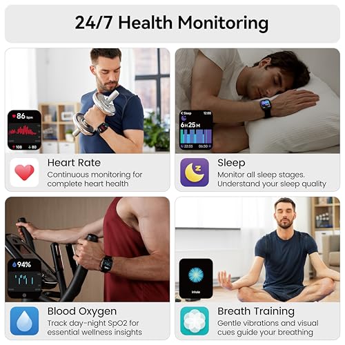 Smart Watch with Alexa Built-in, 1.83" HD Fitness Watch with Bluetooth Calling, New Smartwatch with Heart Rate/Sleep Monitor/Stress, 110+ Sports Modes, IP68 Waterproof Activity Tracker for Android iOS