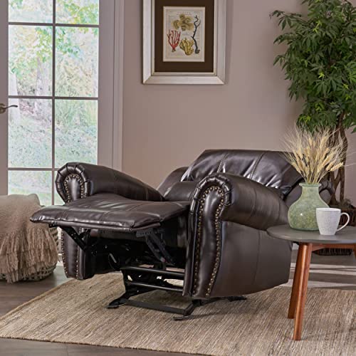 Christopher Knight Home Gavin Bonded Leather Gliding Recliner, Brown