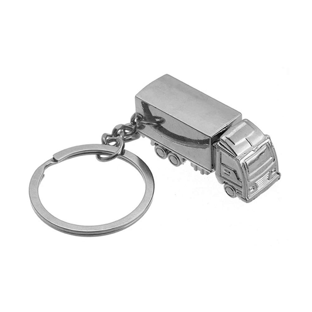 ODETOJOY Cute Truck Keyrings Lorry Key Racks Men Car Metal Key Ring Hoops Keyfob Silver 3D Keychains Creative Lovely Key Holders Finder (Truck) โ image 1