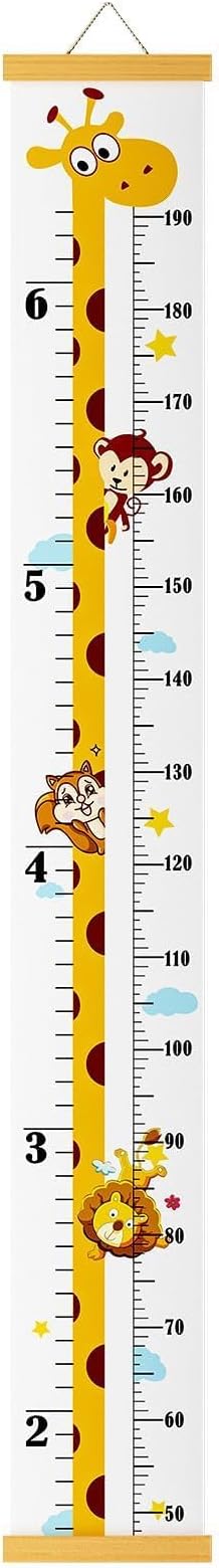 Outivity Baby Height Growth Chart Ruler 64 in Canvas Wood Wall Hanging