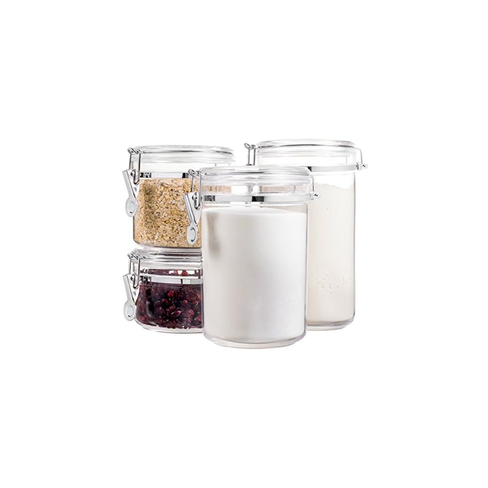 Bellemain 4 Piece Airtight Acrylic Canister Set, Food Storage Container