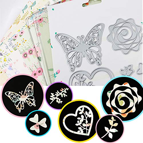 NURXIOVO Manual Die Cutting Machine Foldaway Embossing Machine 6 Inch Opening DIY Dies Tool with Foldable Lever, Cutting Dies, Designed Card Paper, Cutting Pads and Platform - Thumbnail 4