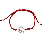 Silver-Tone Saint Benedict Medal on Red Cord Bracelet | Adjustable Fit | Patron Saint of Students | Great Catholic Gift for Confirmation and Graduation | Christian Jewelry