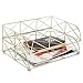 MyGift 2-Tier Geometric Light Gold-Tone Metal Desktop Stacked Letter Tray