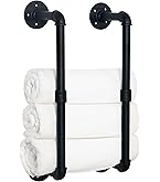 Colester Direct Rustic Industrial Pipe Towel Hook – Heavy Duty Iron Metal Hook For Coats, Hats & Bags (2 Hooks, Black)