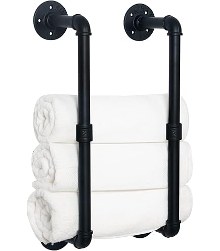 HouseAid Industrial Pipe Toilet Paper Holder With Shelf - Rustic Farmhouse Bathroom Storage In Matte Black