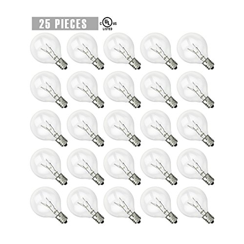 SHINE HAI G40 Clear Glass Globe Bulbs with Candelabra Screw Base, Pack of 25