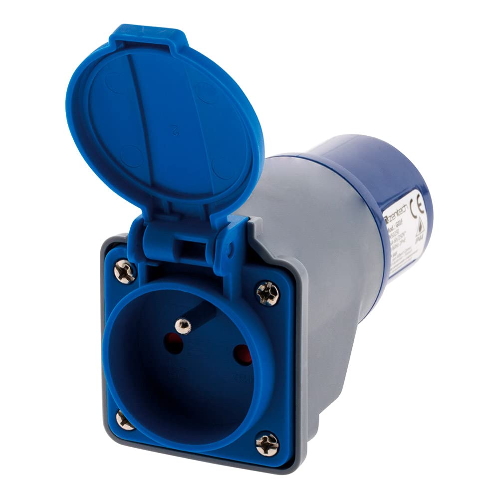 Zenitech CEE17 Compact Adaptor without Female Cable 16A 2P+T Male for Camping, Nautism, etc.