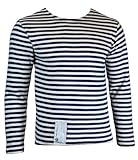 Genuine Russian Winter Issue TELNYASHKA Sweater - Navy Blue Striped Long Sleeve Top