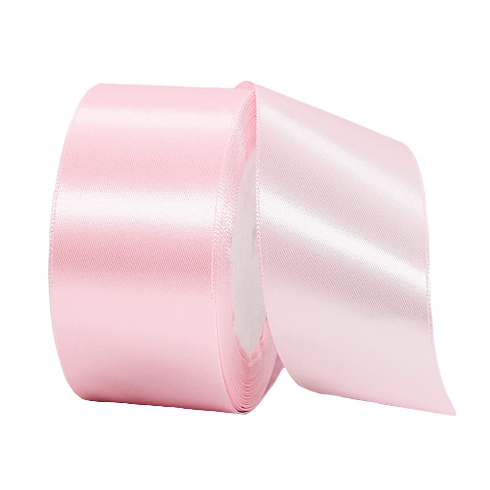 40mm Wide Thick Pastel Pink Ribbon for Gift Wrapping,22m 1.5Inch Large Fabric Satin Ribbon Baby Pink Bow for Gift Wrapping,Ribbons for Crafting,Bouquets,Wedding,Car,Presents,Cake,Christmas Decorations