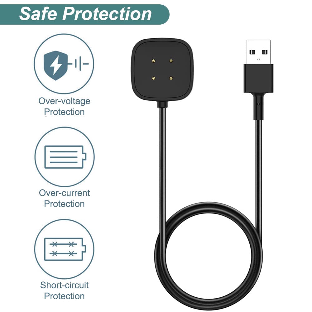Charger for Fitbit Sense/Sense 2/Versa 3/Versa 4, Replacement Charging Cable Cord Magnetic Dock Stand for Fitbit Sense 1/2, Versa 3/4 Smartwatch