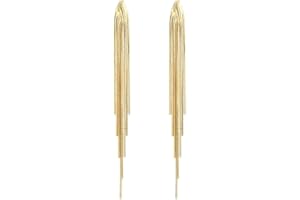 FUTIMELY Gold Long Dangle Drop Earrings for Woman,Punk Sleek Metal Chain Tassel Earrings 70s/80s Disco Outfits Accessories Jewelry