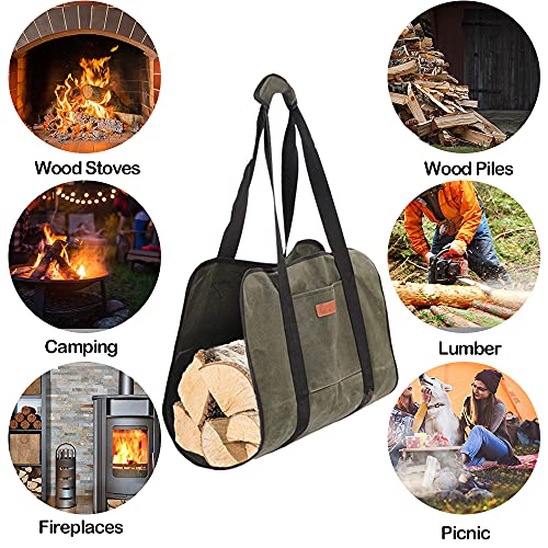 INFANZIA Firewood Carrier Large Canvas Log Tote Bag Firewood Totes