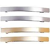 4Pcs 4" Metal Hair Clip Metal Hair Pins French Styles Hair Barrettes Spring Hair Clips Hair Accessories for Women Ladies, Gold and Silver Each 2Pcs