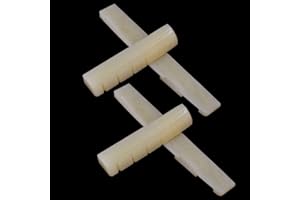 Vencetmat Unbleached Acoustic Guitar Bridge Saddle, Guitar Nuts, Fit for 74mm Bridge Slot, 43mm Neck Slot, Pure Complete Bone, Bone Original Color, Vintage Style, 2 Set
