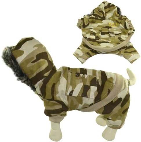 Dogloveit Casual Pet Puppy Cat Dog Clothes Army Military Style Camouflage Camo Dog Coverall Warm Dog Hoodie XS S M L XL (L)