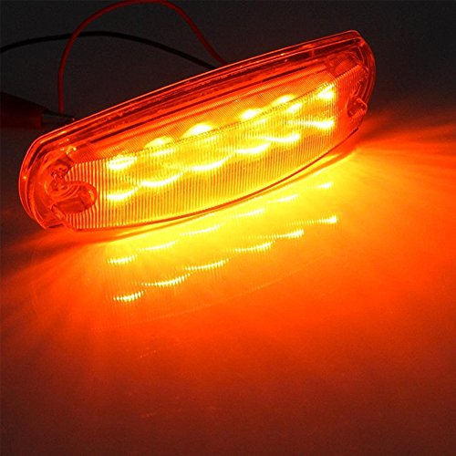 NEW SUN 2pc LED Trailer Side Marker Lights Amber Clearance Lamp w/Bezel - 12 Diodes