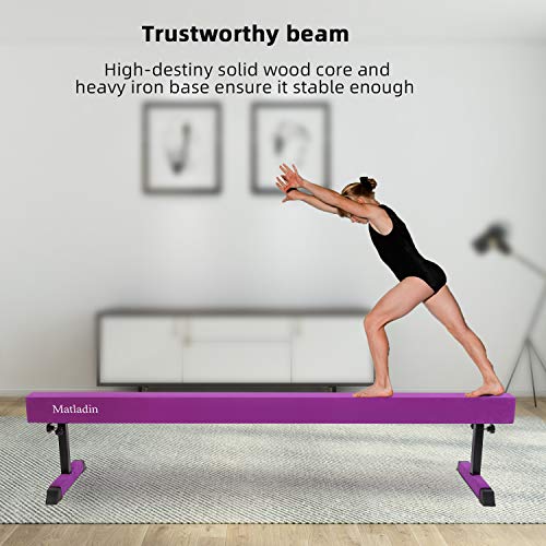 Matladin 7.7ft Adjustable Wood Balance Beam Gymnastics for Home, Extra Firm Balance Beams Gymnastics Equipment for Practice Training Kids Adults