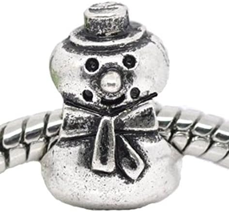 Silver Snowman European Charm Spacer Bead