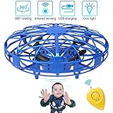 Mini Drones for Kids & Adults, RC UFO Helicopter with LED Lights, Hand Operated Easy Indoor Outdoor Small Orb Flying Ball Drone Toys Gifts for 4, 5, 6, 7, 8, 9, 10 Years Old Kids, Boys & Girls(Blue)