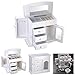 Yescom Wooden Jewelry Box Built-in Mirror Ring Earring Necklace Organizer Storage Case White For Mother Girls Women Wife