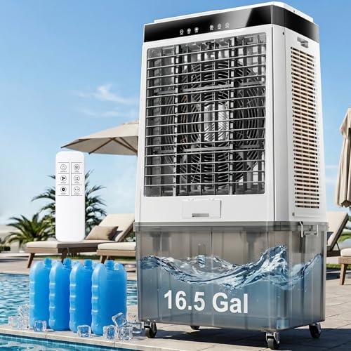 Uthfy 5100 CFM Swamp Cooler Air Conditioner, 45" Portable Evaporative Air Coole…