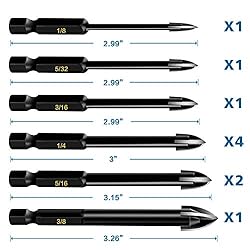 10-Piece Glass Concrete Drill Bit Set, Masonry