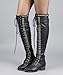 Breckelle's Alabama-13 Studded Leatherette Elastic Over the Knee Lace Up Round Toe Riding Boots BLACK (8)