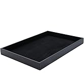 JETEHO Velvet Jewelry Tray for Drawers Black Jewelrys Display Tray Stackable Jewelry Organizer Trays for Necklace Bracelet Ring Watch (1, Black)