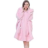 Kipswiza Oversized Wearable Blanket Hoodie Gift for Her Sherpa Fleece Thick Warm Giant Hooded Sweatshirt Blanket Lounging Pullover for Women Wife Mom Daughter Girls Gift - Pink