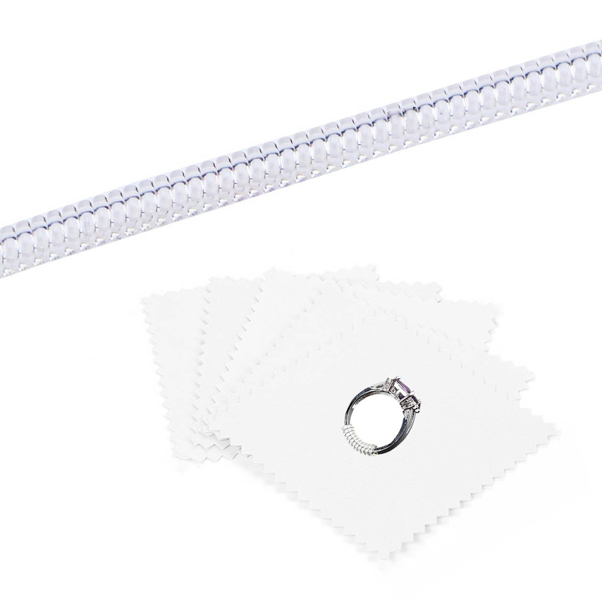 Ring Size Adjuster for Loose Rings with Jewelry Polishing Cloth Set of 30 Transparent Ring Gaurd Ring Spacer
