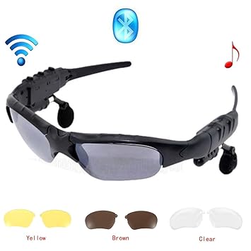 Jinserta Wireless Bluetooth Sonnenbrille Stereo Kopfhörer Digital Brillen mit Musik MP3-Player Musik Kopfhörer mit Kamera-Fun