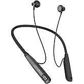 Around the neck headphone, the new Bluetooth 5.4 playtime up to 100 hours LED battery display, with microphone neckband bluetooth headphones, neck headphones semi-in-ear noise cancelling IPX7 (Black)
