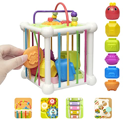 MICKYU Baby Busy Cube Toy 6 to 12 Months, Montessori Sensory Shape