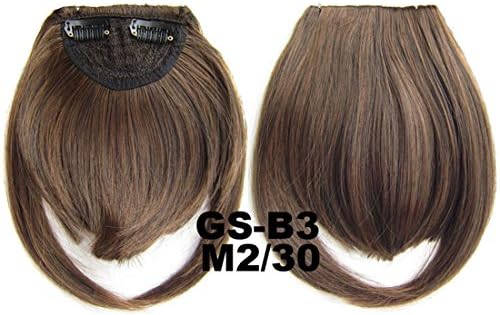 VELVEL One Piece Clip In Hair Bangs Fringe Hair Extensions Straight Synthetic Hairpiece Light Brown (B3-#2M30)