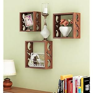 Home Sparkle Sh692 Wall Shelf, Set of 3 (Lacquer Finish, Brown)