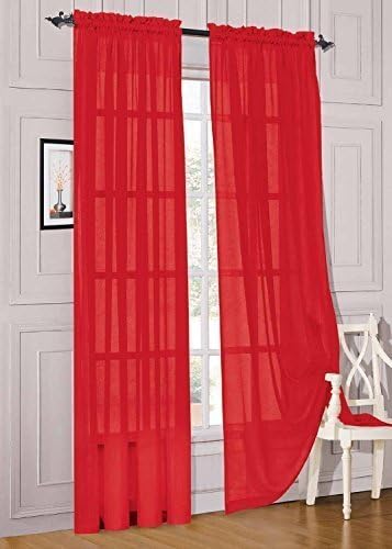 Window Treatments - Jasmine Linen 2 Piece Sheer Luxury Curtain Panel Set for Kitchen/Bedroom/Backdrop 84