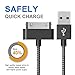 Airsspu iPhone 4S Cable,3Pack 6FT Long Nylon Braided 30-Pin USB Cord Charging and Sync Data Cable charger for iPhone 4/4S, iPhone 3G/3GS, iPad 1/2/3, and iPod(Black+White,6FT)