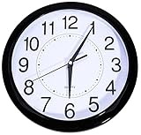 Bekith Non Ticking 11 1/2-Inch Round Quartz Wall Clock, Black, 1/Box