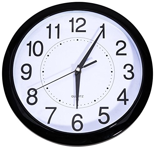 Bekith non ticking 11 1/2-inch round quartz wall clock, black, 1/…